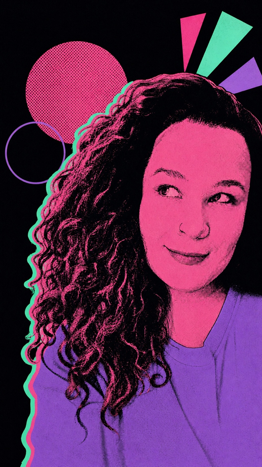 D.M. Blackstone portrait in neon pop-art style